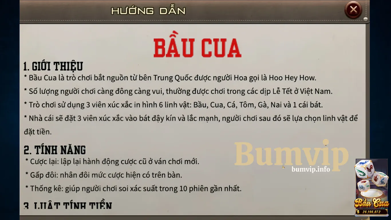 Cách chơi bầu cua Bumvip cơ bản 